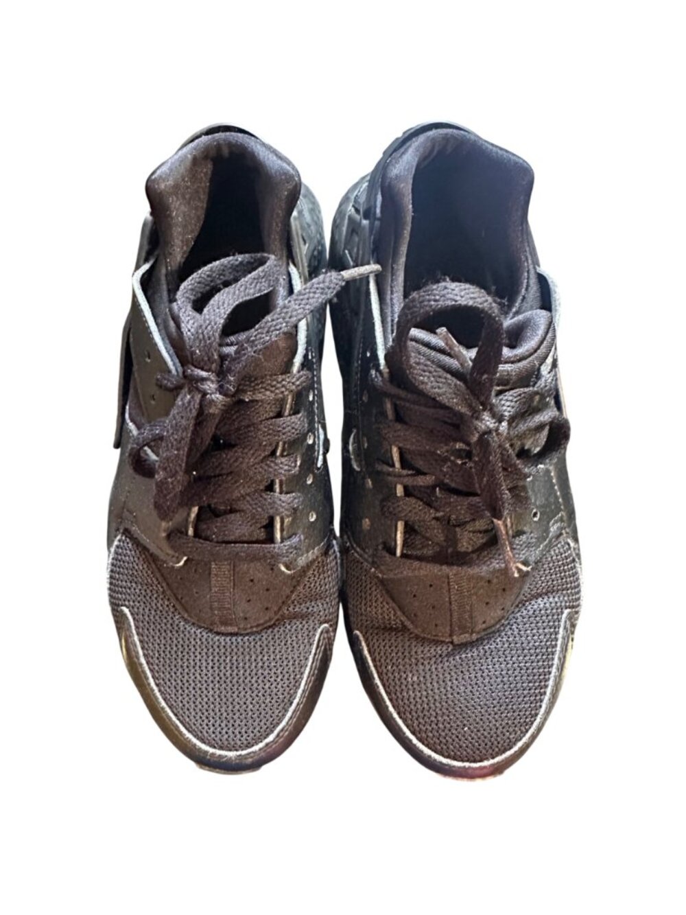 Nike Air Huarache Run Triple Black Sneakers Size 5.5Y Youth Athletic Shoes - Picture 3 of 7